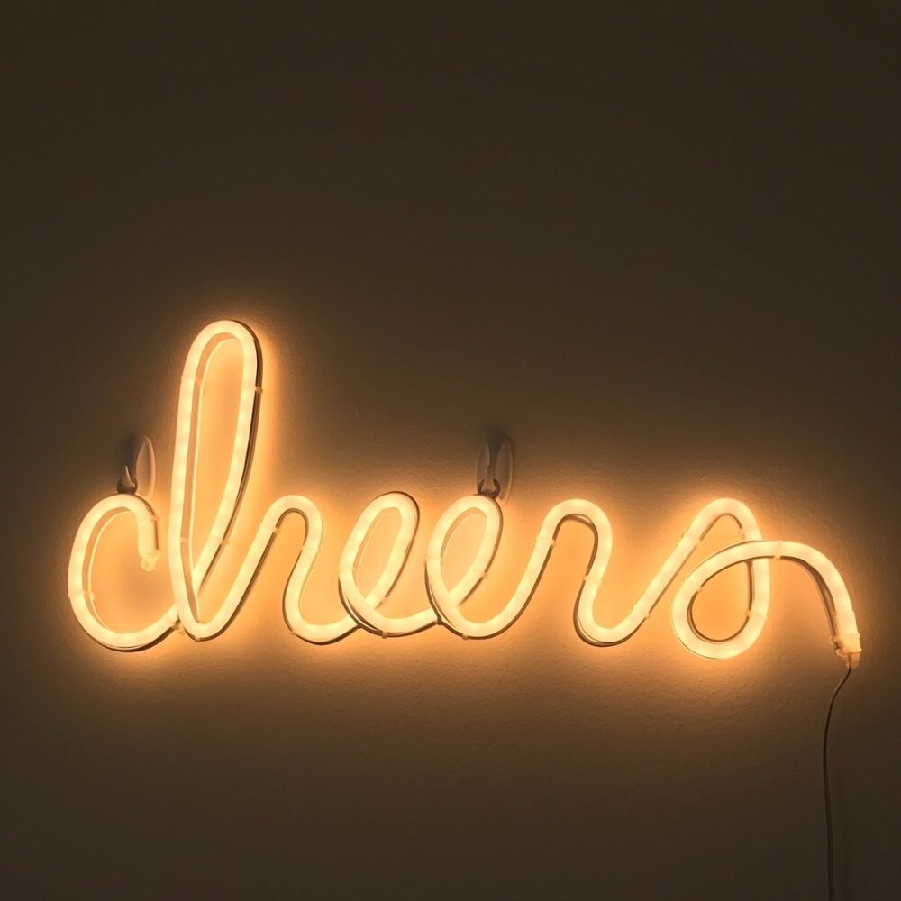 West Elm “Cheers” LED Light Up Wall Sign, Chic Bar, Wedding or Home Decor